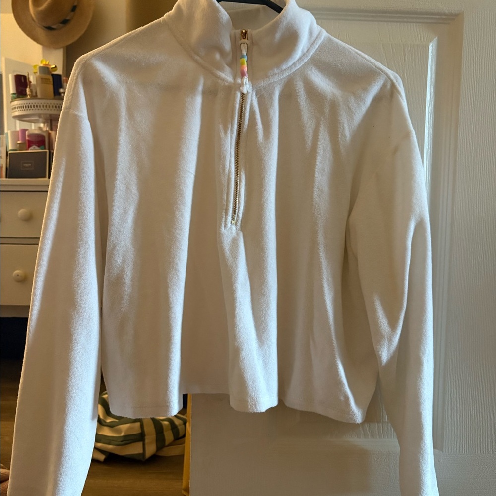 Stoney Clover Target Collab White Quarter-Zip Pullover- Terry Cloth